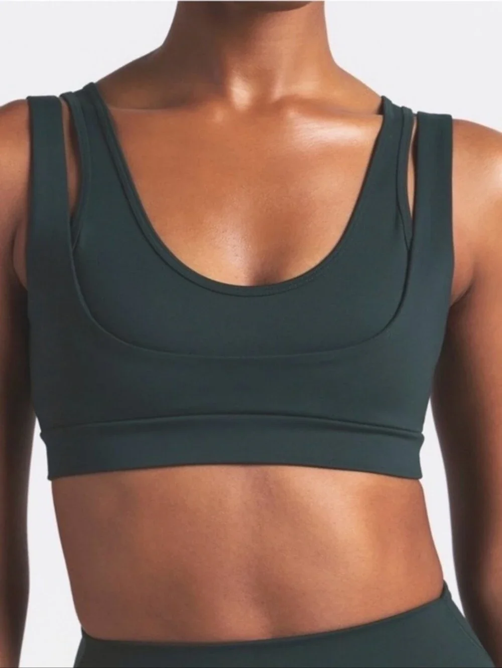 NIKE SKIMS NWT Matte Double Strap Scoop Bra DARK TEAL Size MEDIUM
